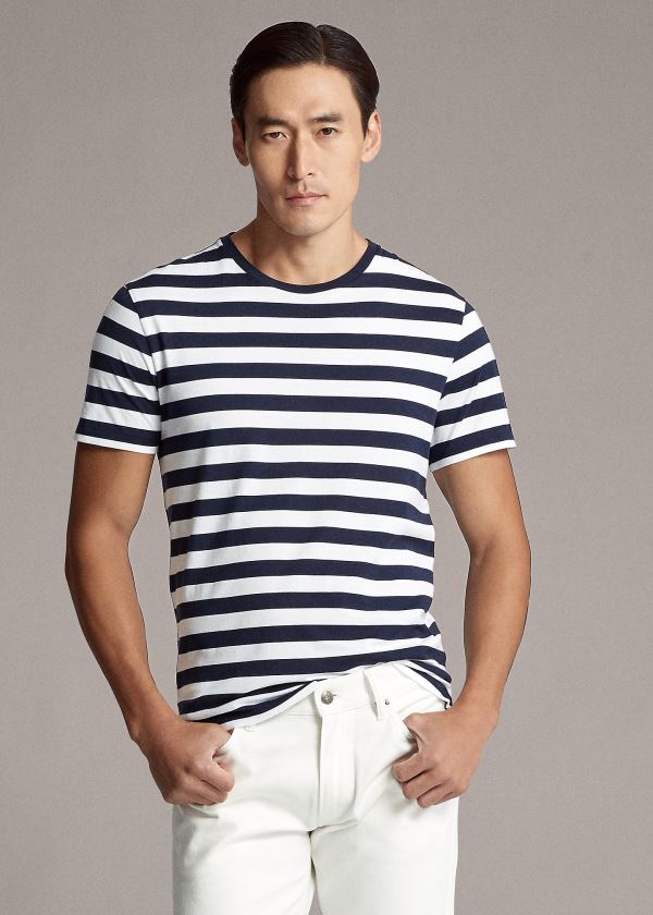 T Shirt Ralph Lauren Striped Lisle Homem 19075-VMFQ